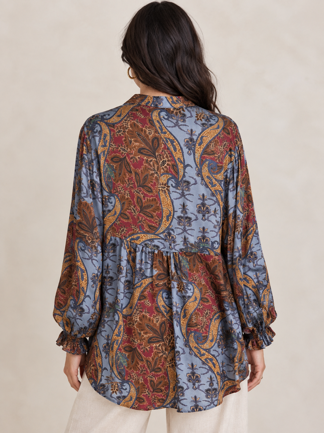 Bianca Paisley Buttoned Top Blue