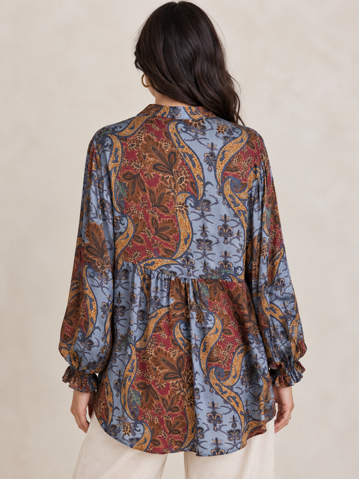 Bianca Paisley Buttoned Top Blue
