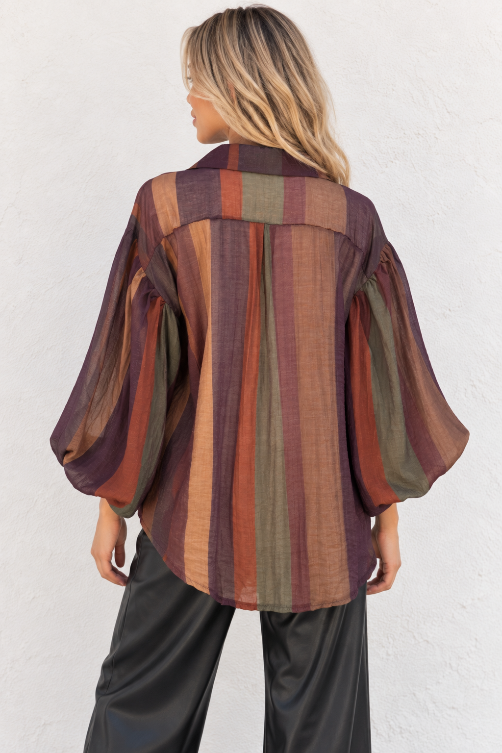 Anita Block Stripe Shirt Aubergine