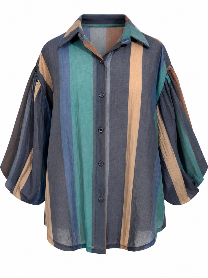 Anita Block Stripe Shirt Chocolate