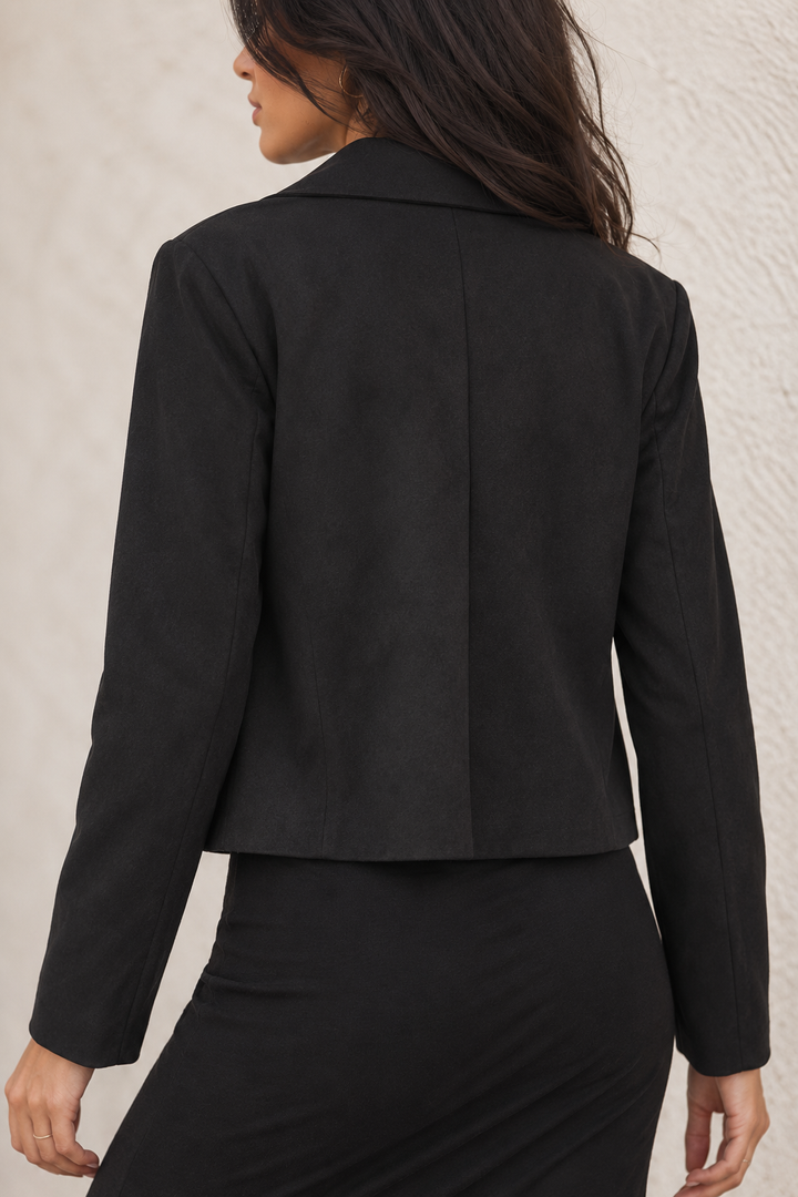 Verona Faux Suede Waterfall Jacket Black