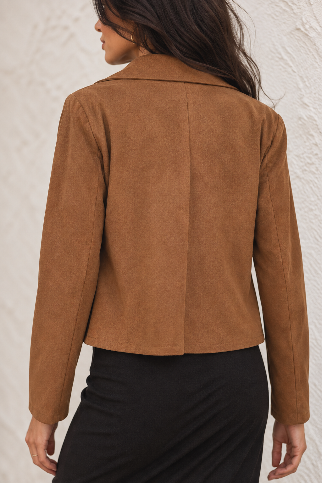 Verona Faux Suede Waterfall Jacket Tan