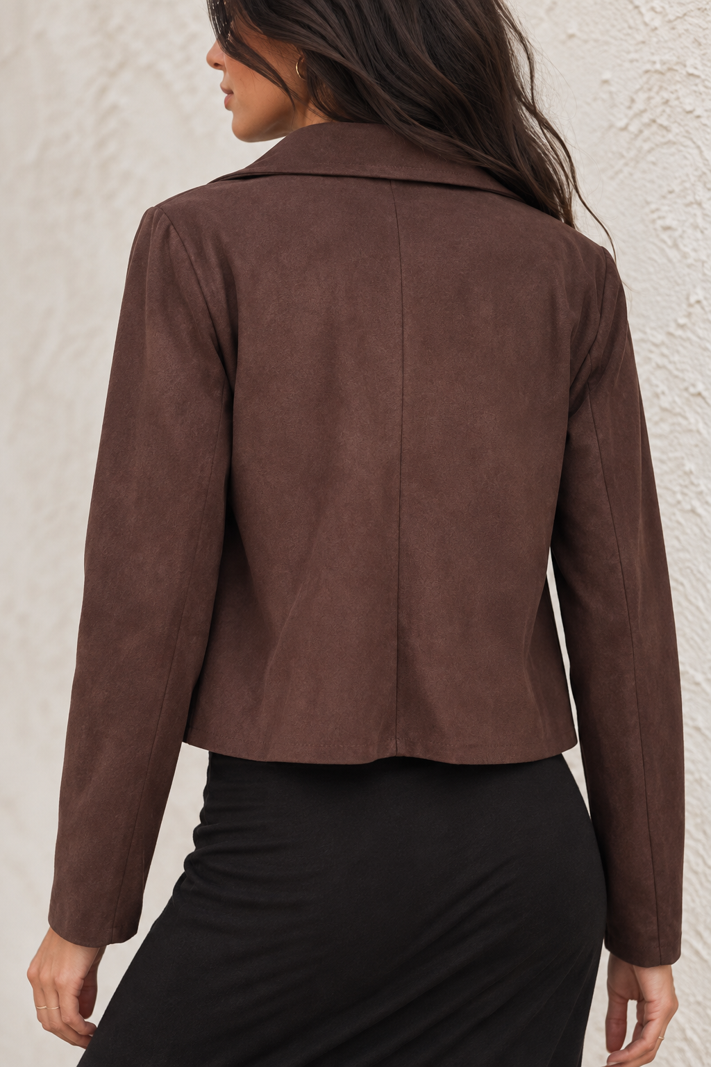 Verona Faux Suede Waterfall Jacket Chocolate