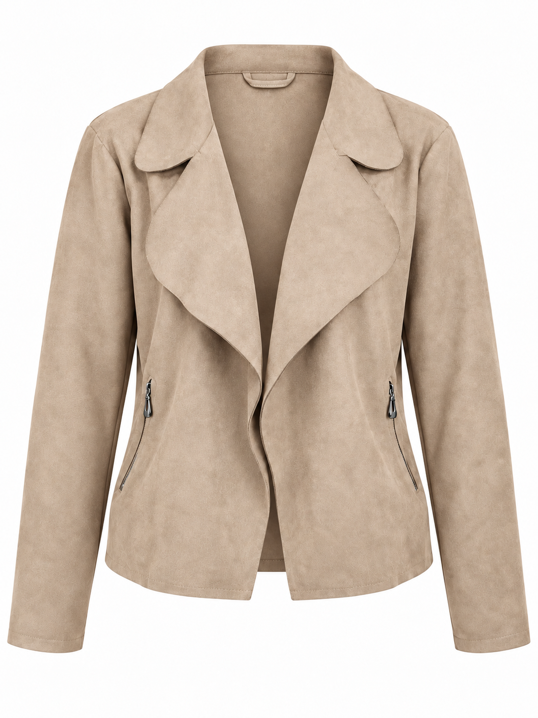 Verona Faux Suede Waterfall Jacket Beige