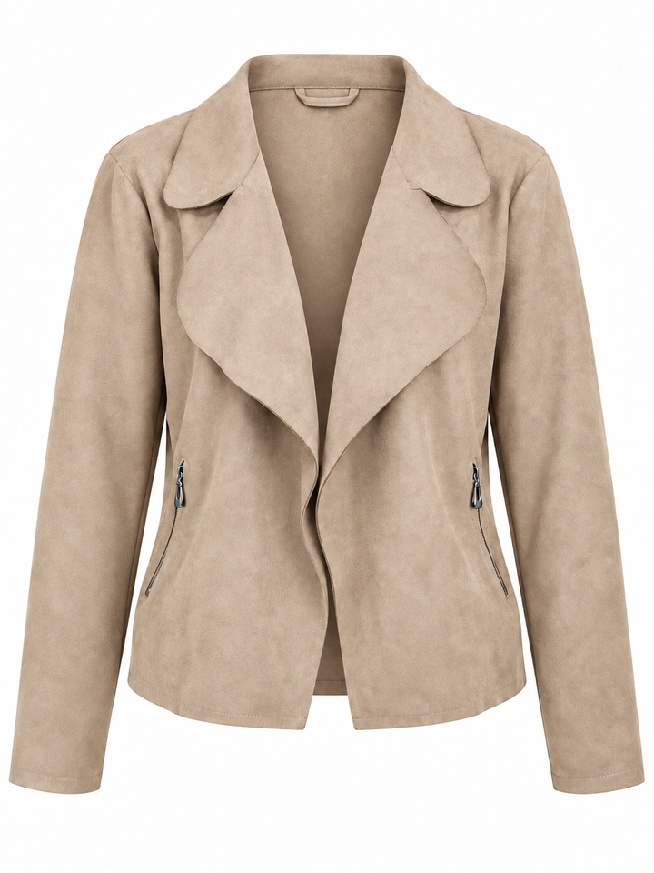 Verona Faux Suede Waterfall Jacket Beige