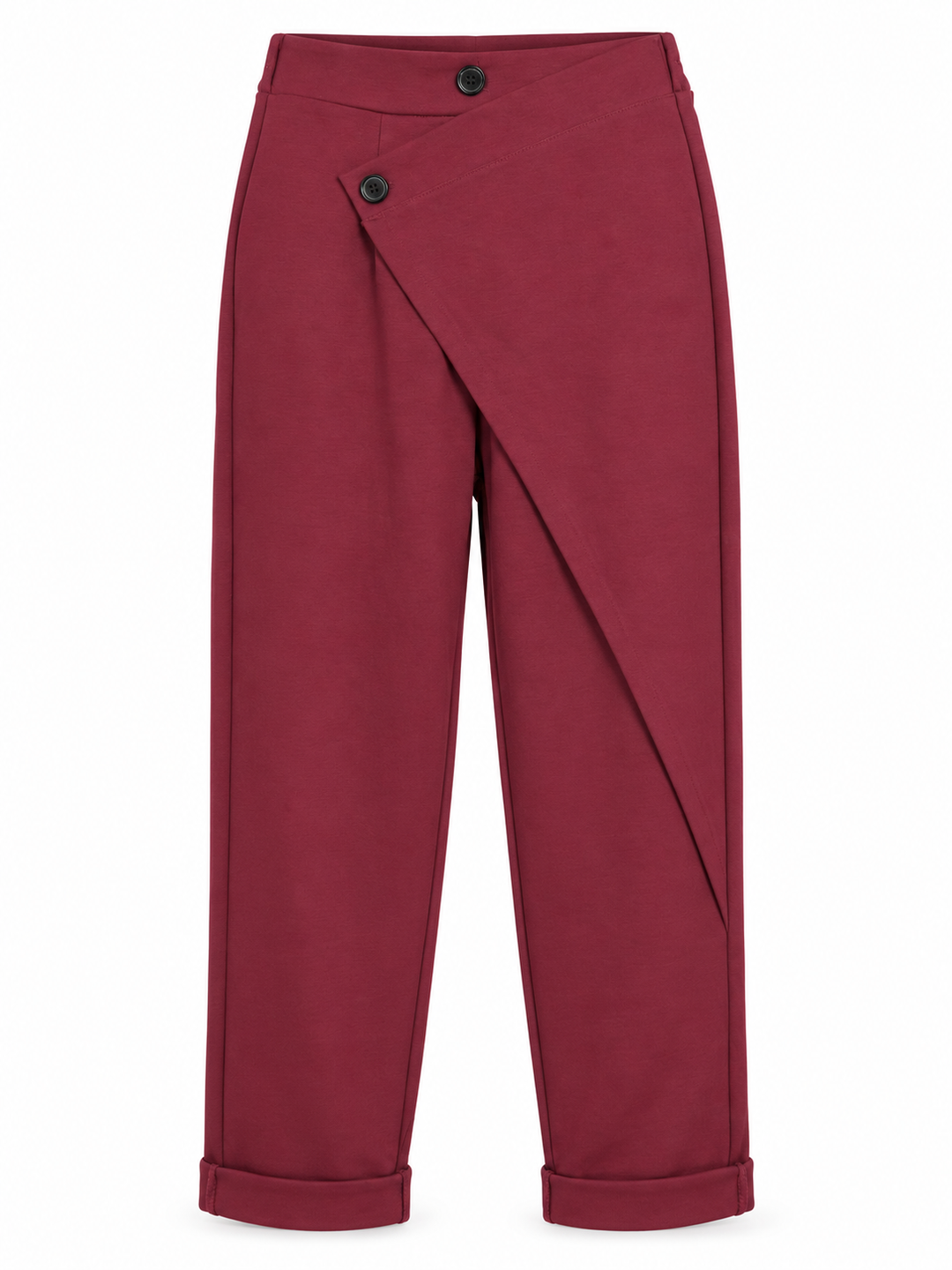 Clara Asymmetric Wrap Trousers Plum