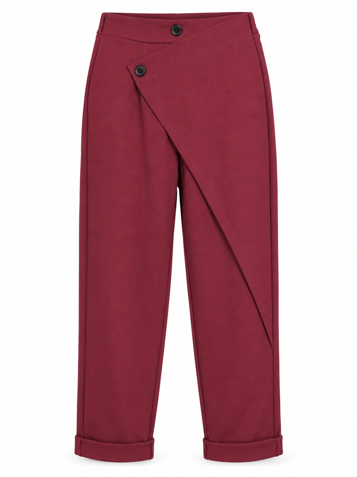 Clara Asymmetric Wrap Trousers Plum