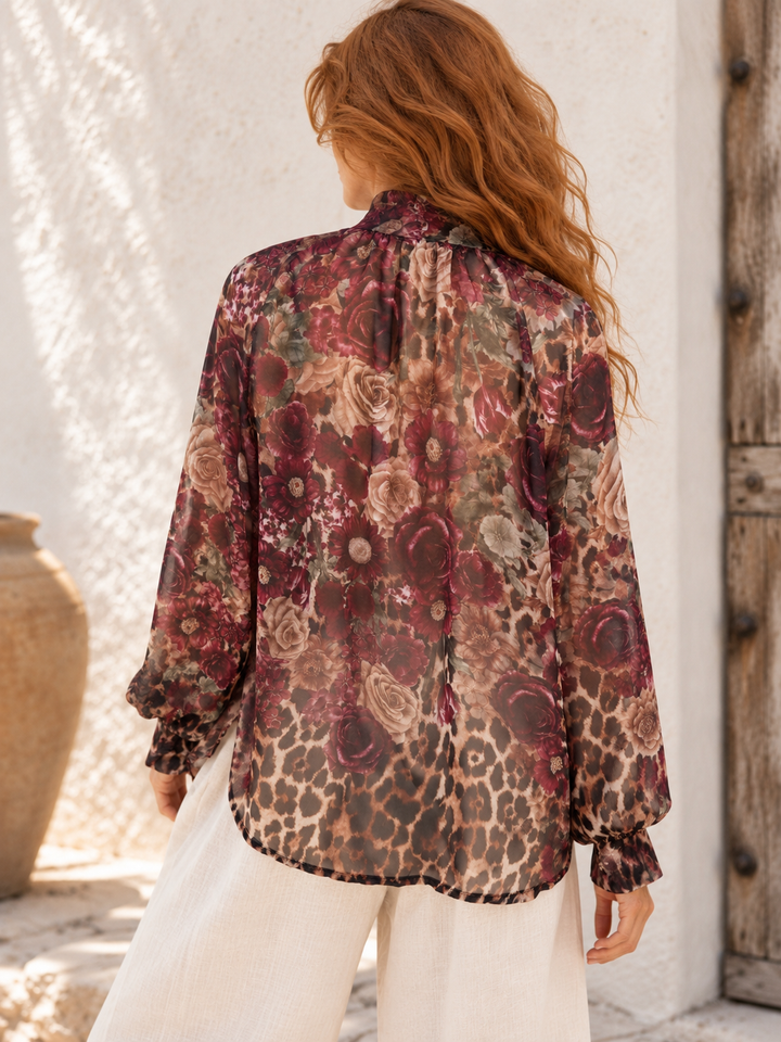 Leopard Floral Tie Top Cherry