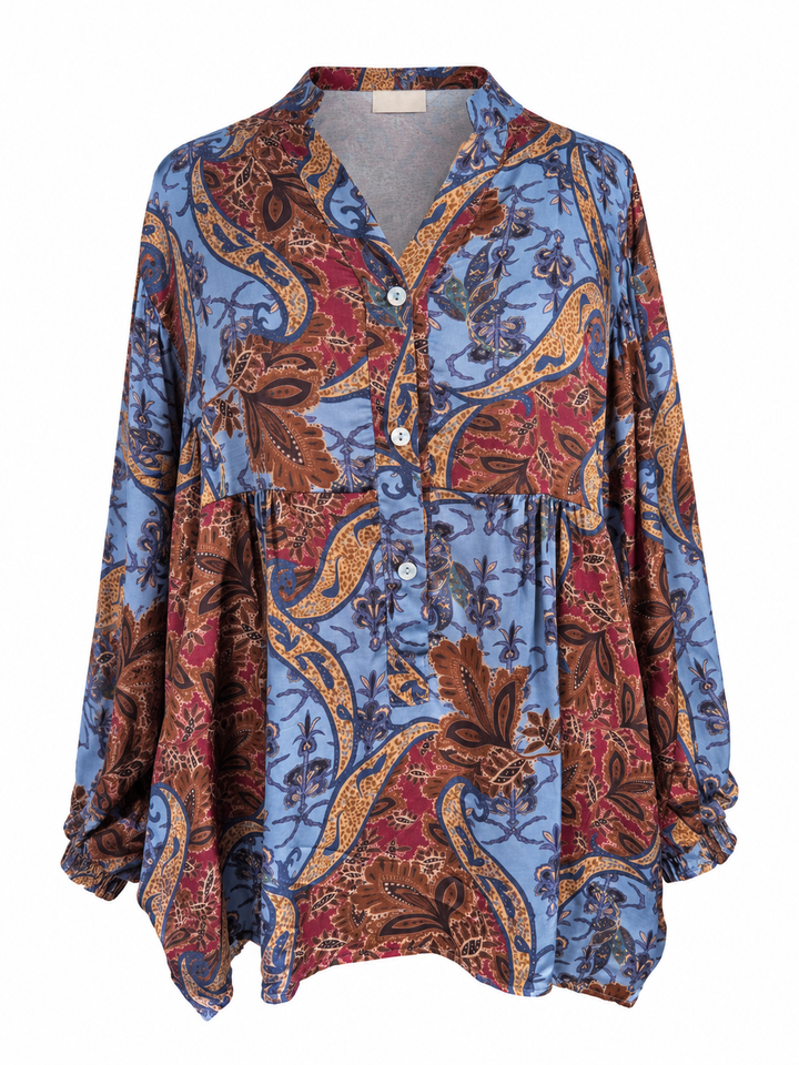 Bianca Paisley Buttoned Top Blue