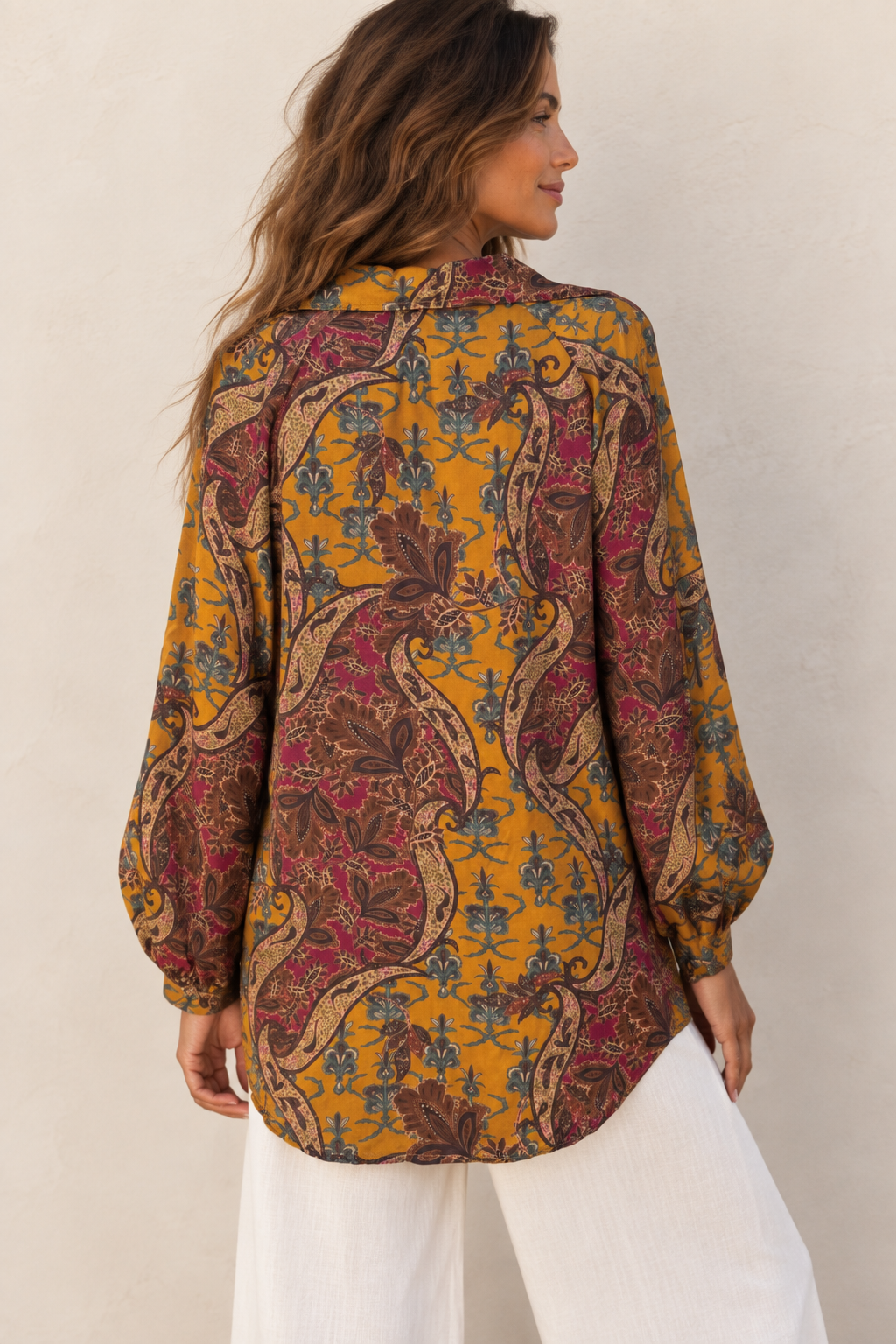 Jovanne Paisley Top Mustard