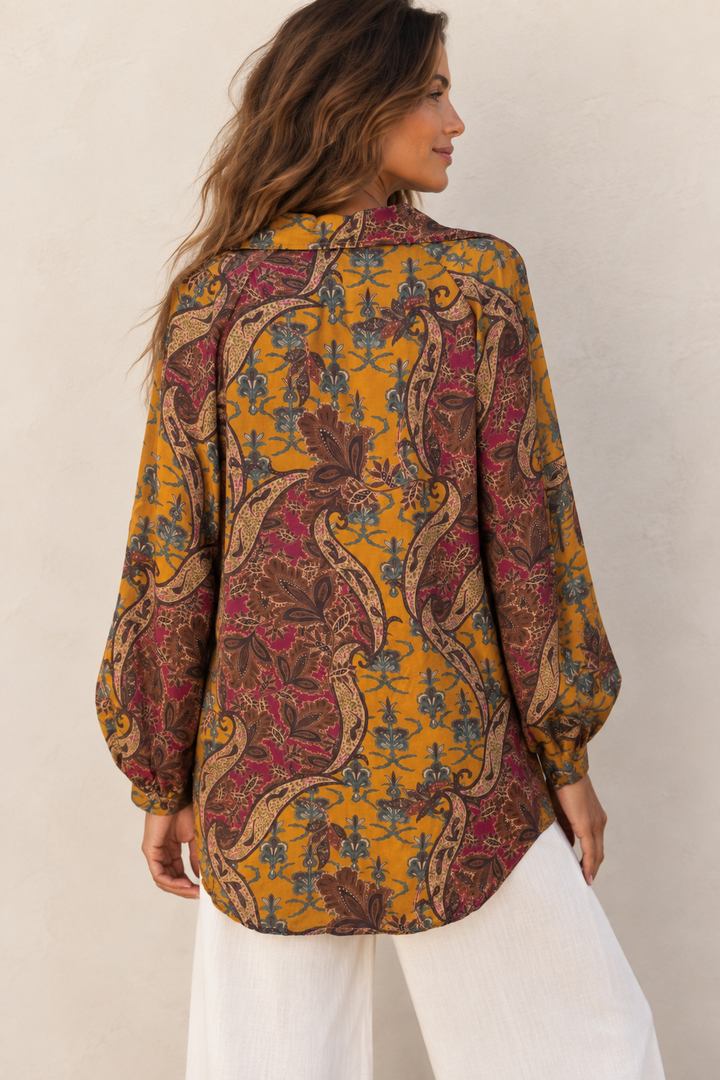 Jovanne Paisley Top Mustard