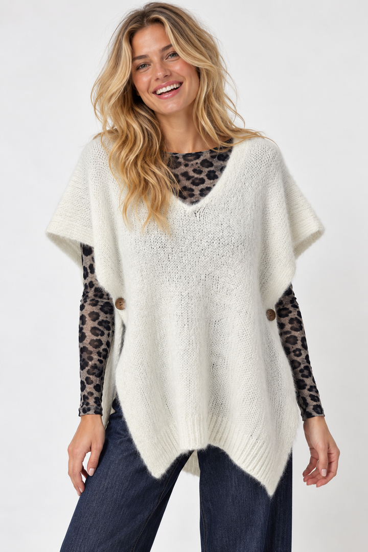 Adira Side Button Tank Top Cream