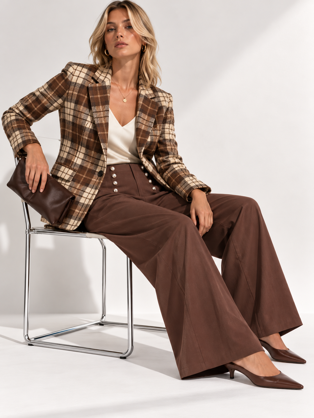 Sabina Checked Blazer Chocolate