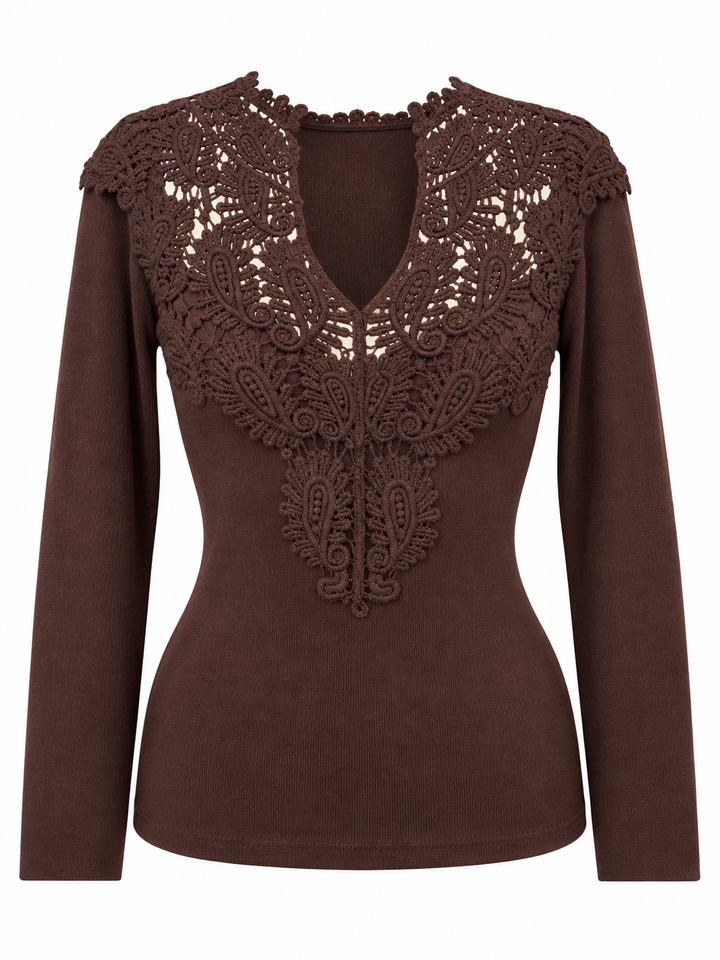 Amour Lace Detail Top Chocolate