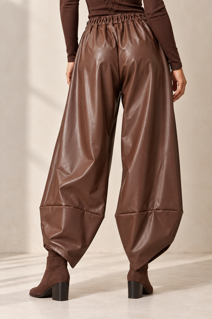 Tahlia Faux Leather Trouser Chocolate