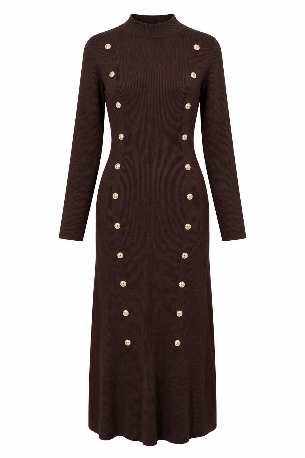 Melinda Military Knit Dress Chocolate