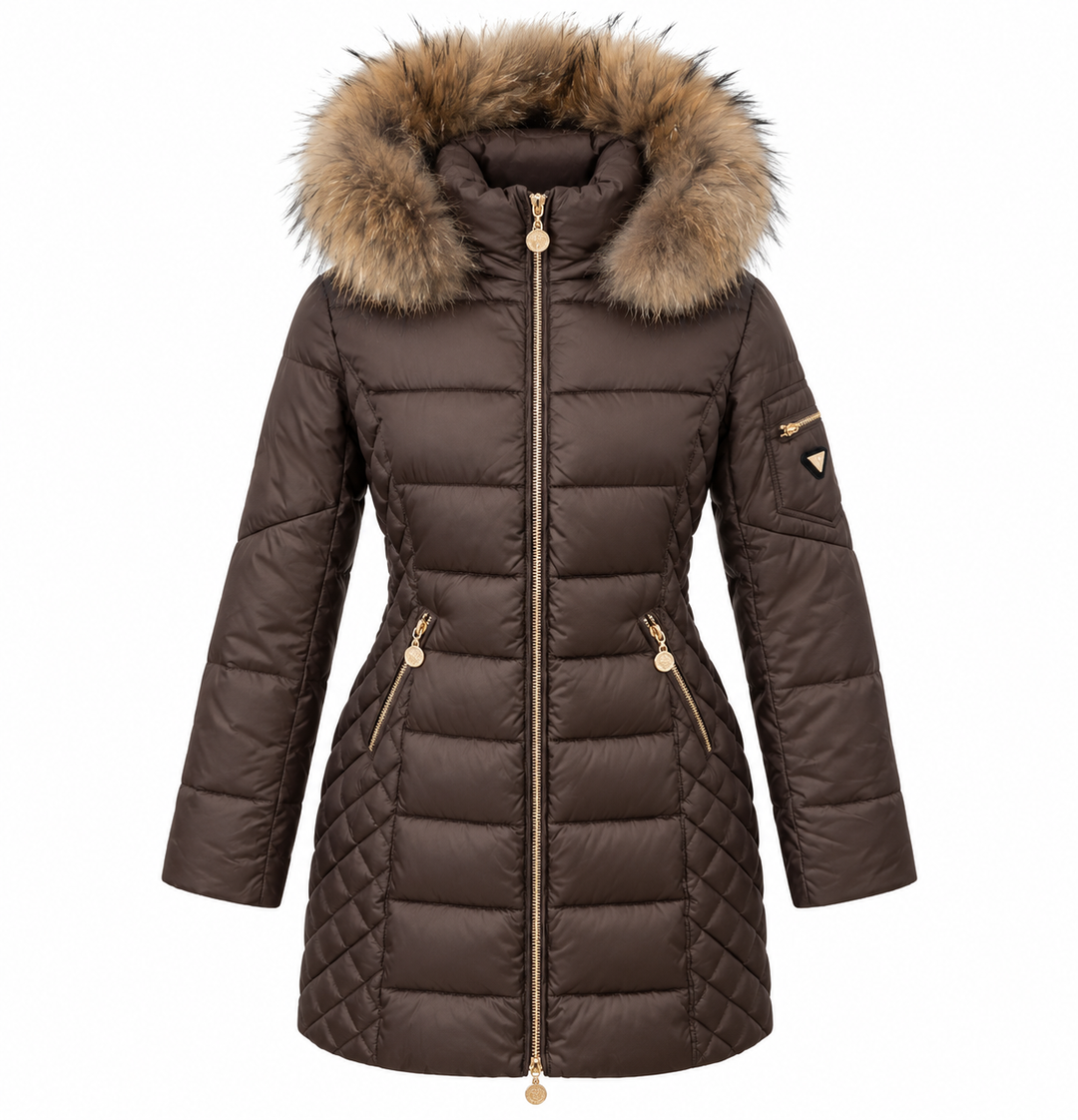 Eclipse Quilted Longline Coat Chocolate