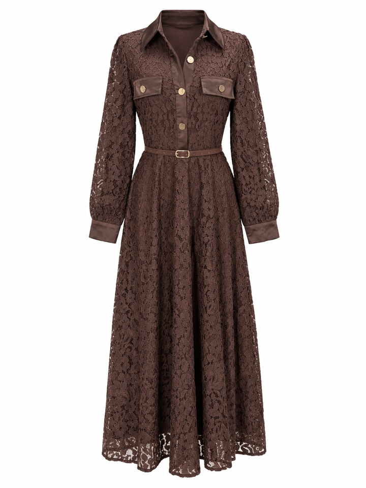Vintage Romance Lace Dress Chocolate