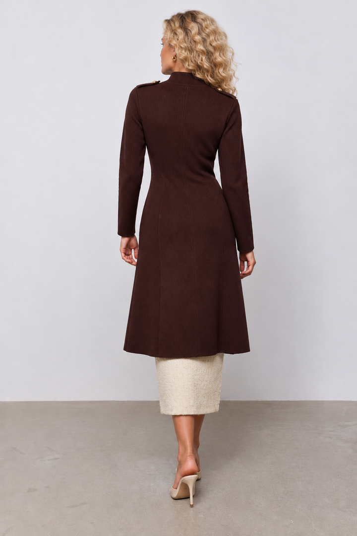 Marcia Military Zip Dress Chocolate