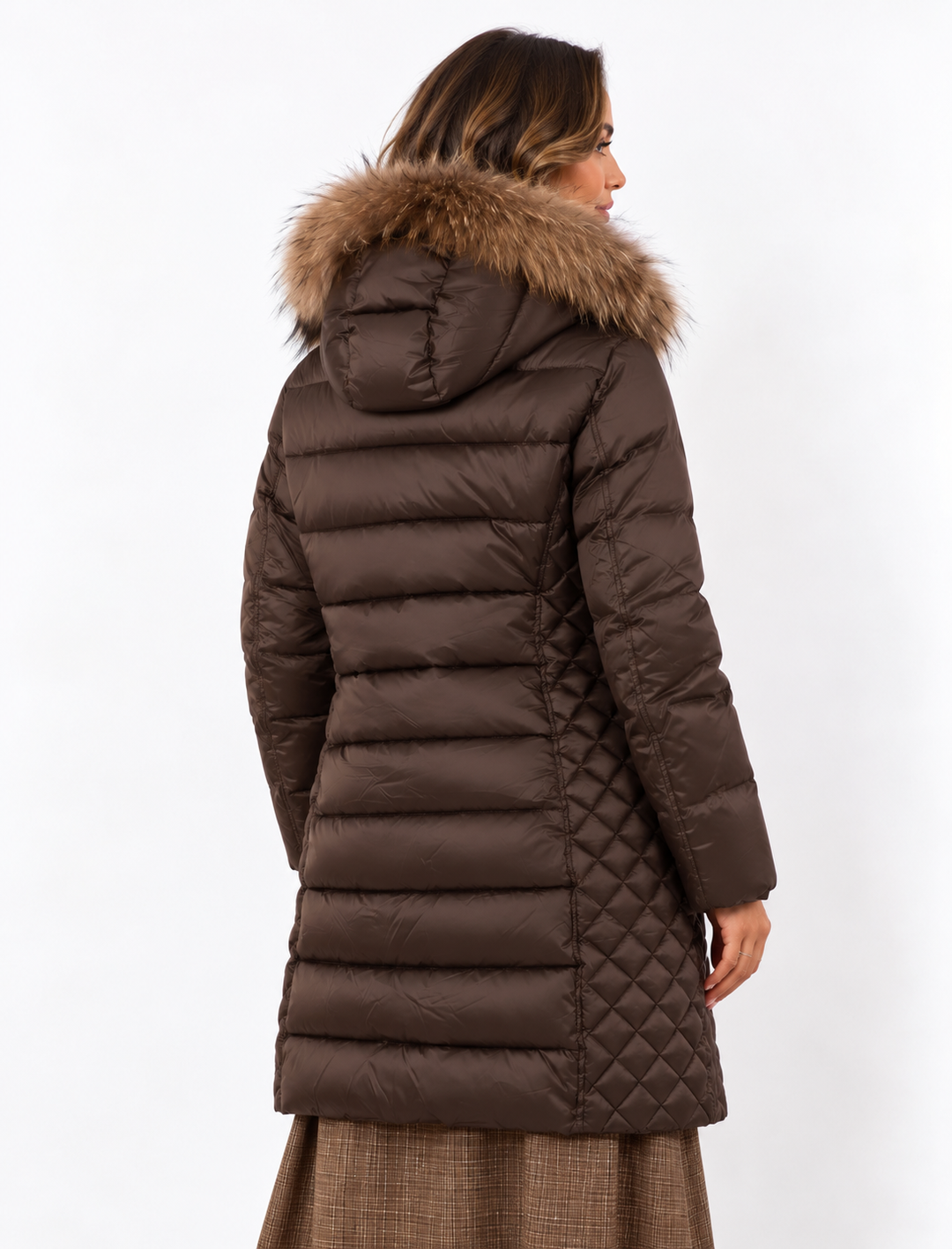 Eclipse Quilted Longline Coat Chocolate