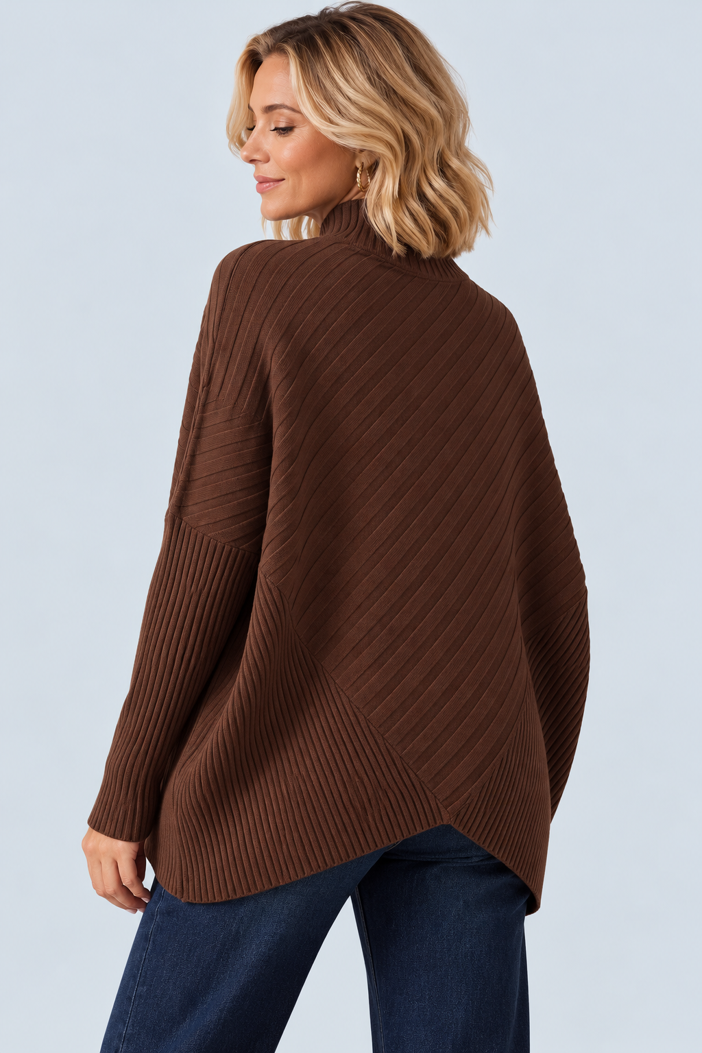 Libbie Ribbed Batwing Jumper Chocolate