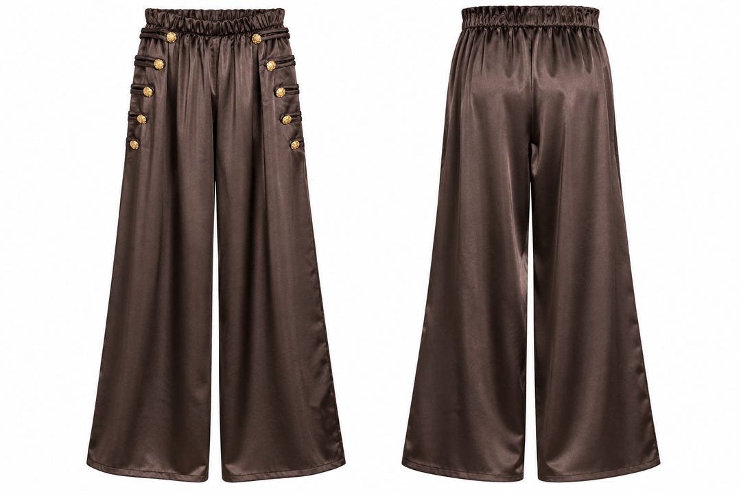 Amilah Military Silky Trousers Chocolate
