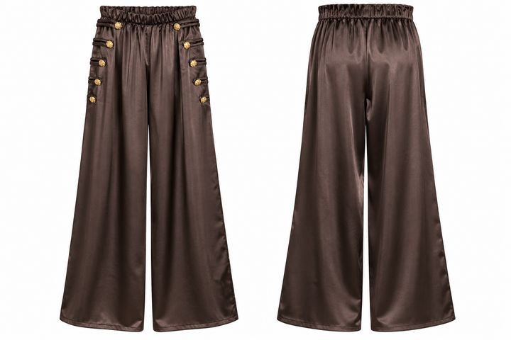 Amilah Military Silky Trousers Chocolate