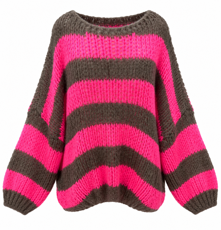 Neon Dream Stripe Jumper Pink/Mocha