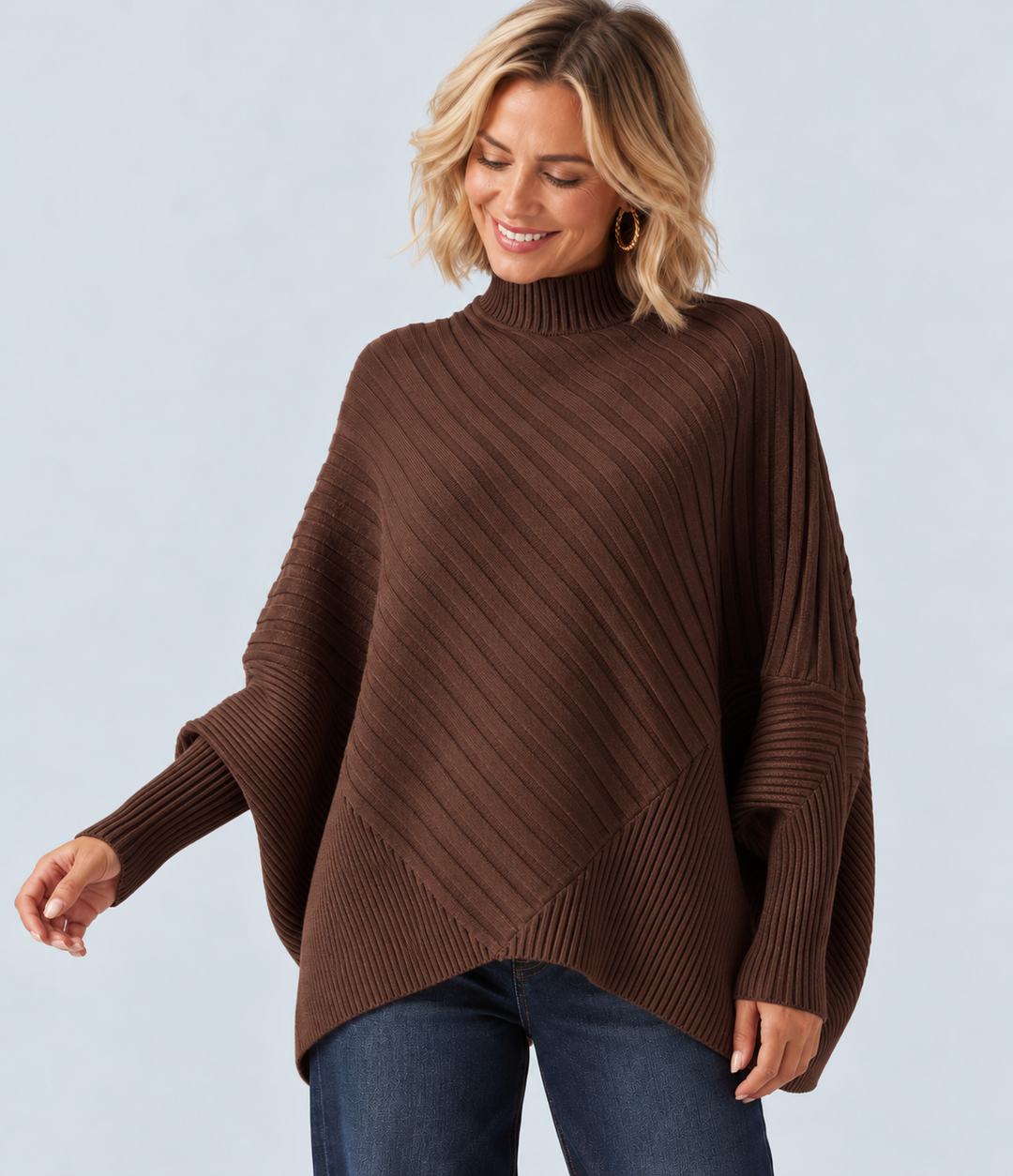 Libbie Ribbed Batwing Jumper Chocolate