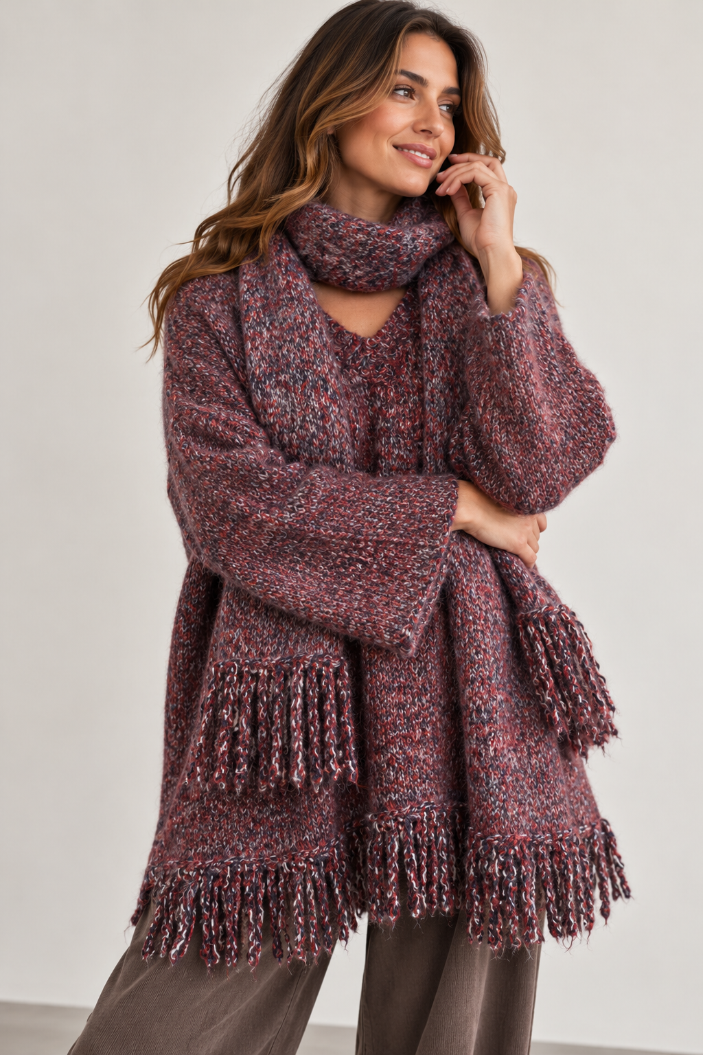 Robyn Scarf & Jumper Set Cherry