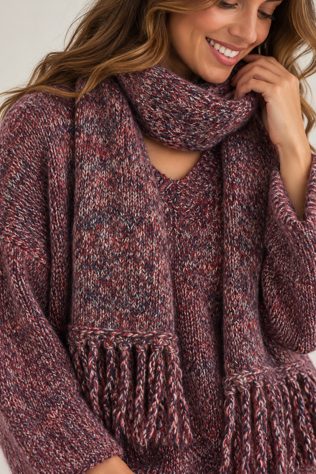 Robyn Scarf & Jumper Set Cherry