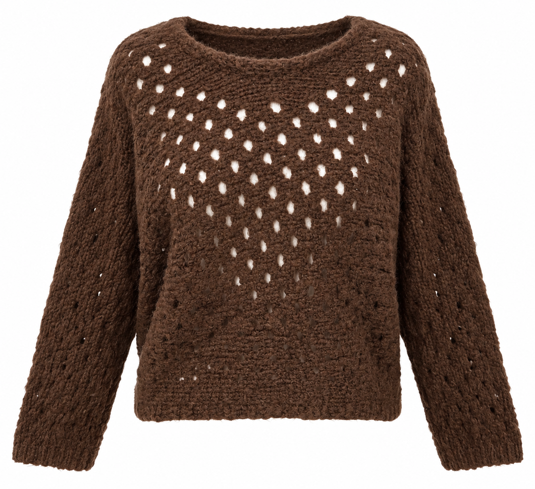 Cora Open Knit Jumper Chocolate