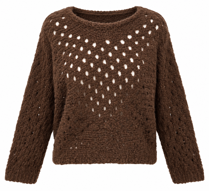 Cora Open Knit Jumper Chocolate