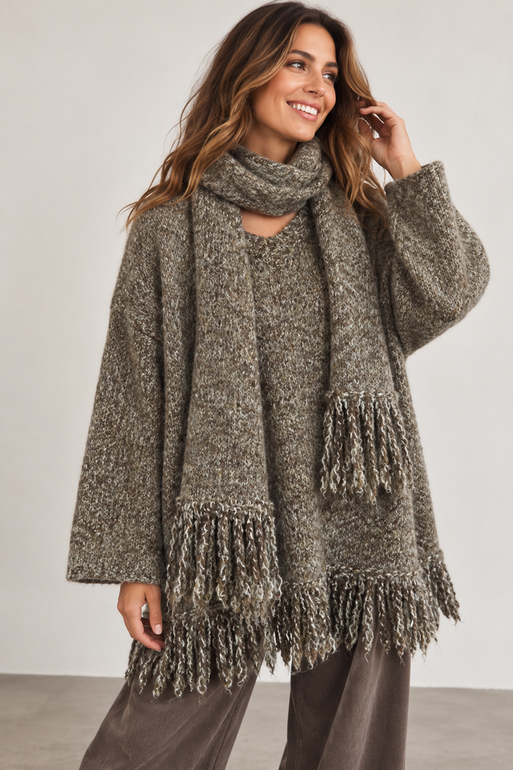 Robyn Scarf & Jumper Set Khaki