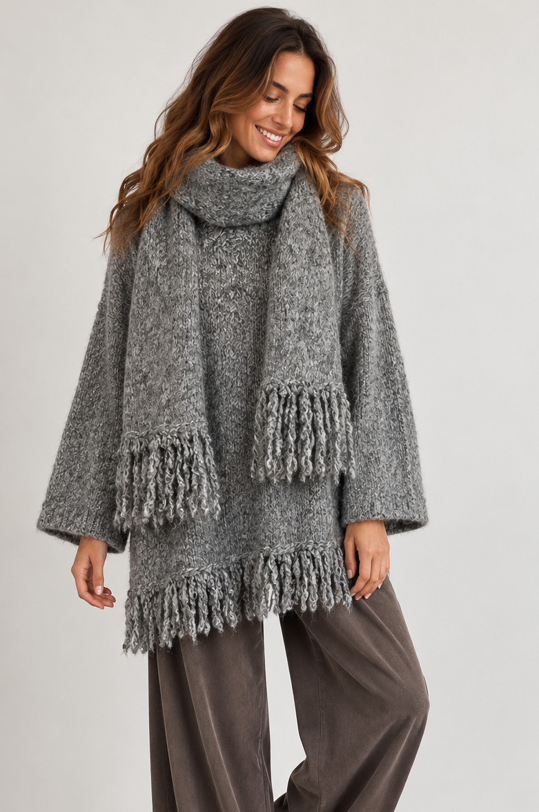 Robyn Scarf & Jumper Set Grey