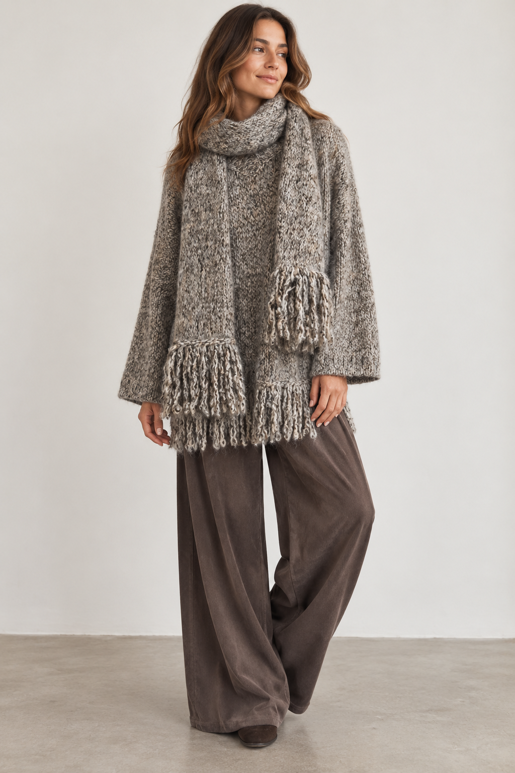 Robyn Scarf & Jumper Set Light Grey