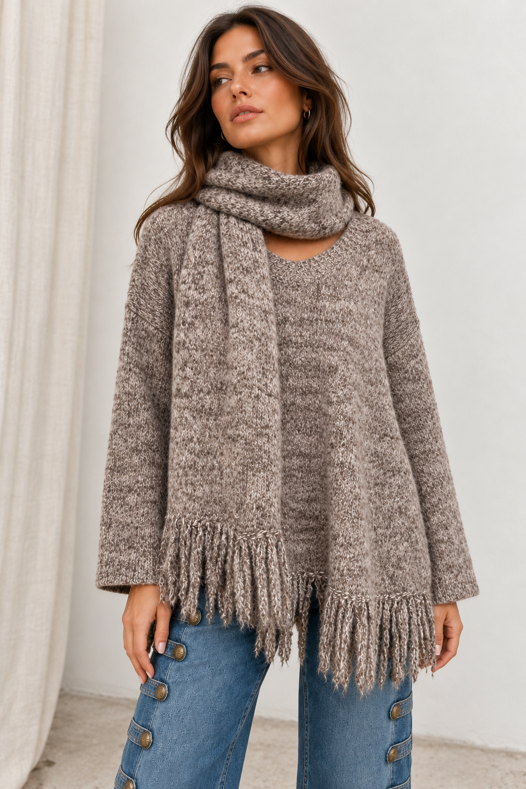 Robyn Scarf & Jumper Set Cappuccino