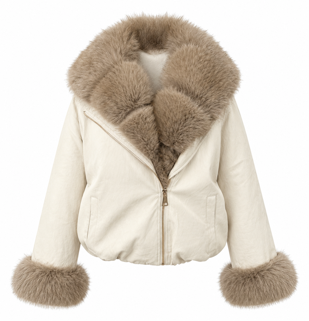 Neo Luxe Faux Leather Jacket Ivory