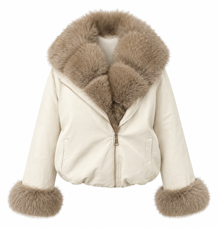 Neo Luxe Faux Leather Jacket Ivory