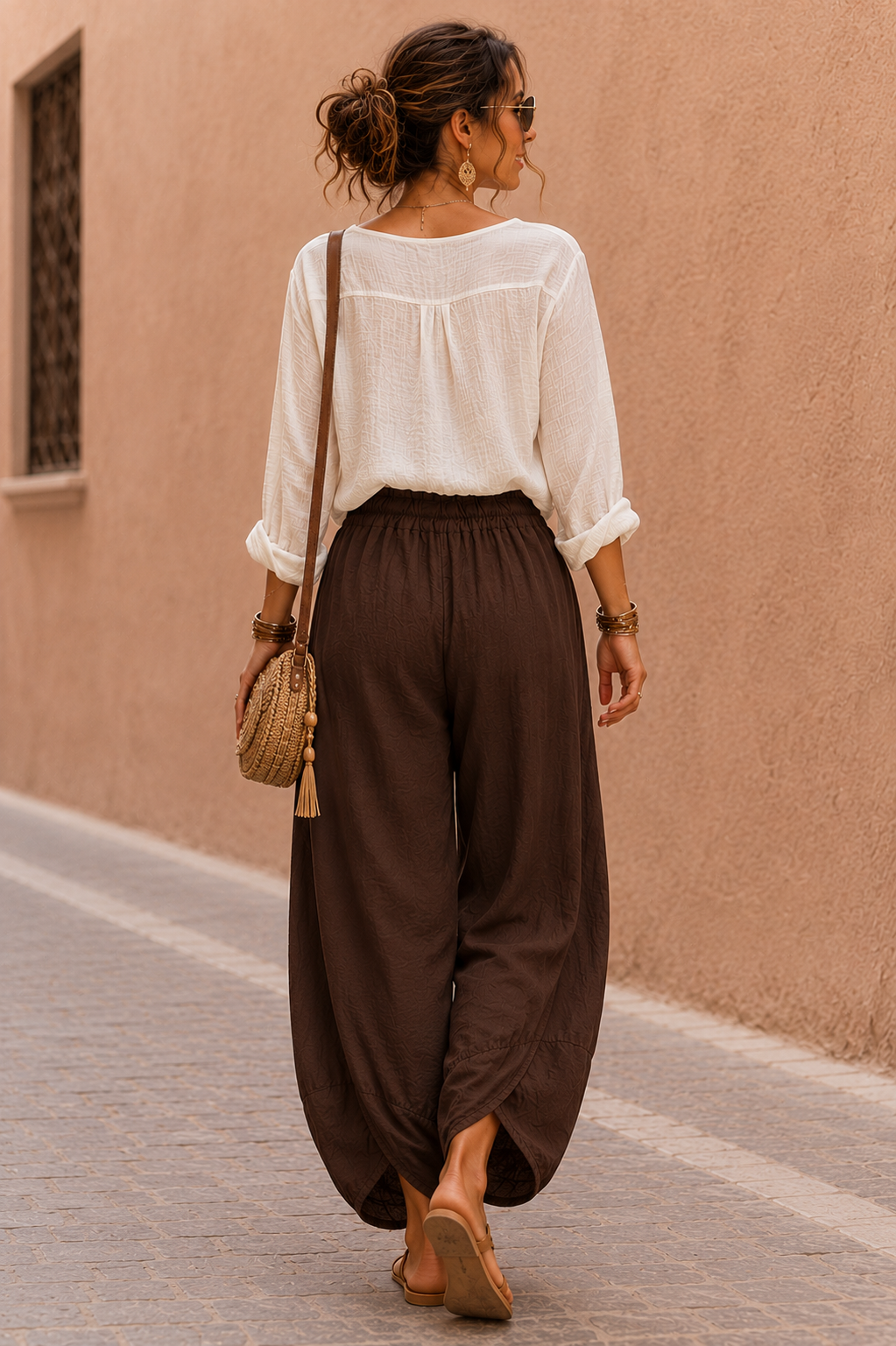 Tahlia Barrel Leg Trousers Chocolate