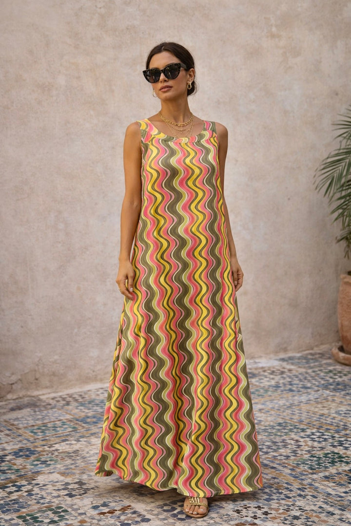 Zig Zag Shift Dress Khaki