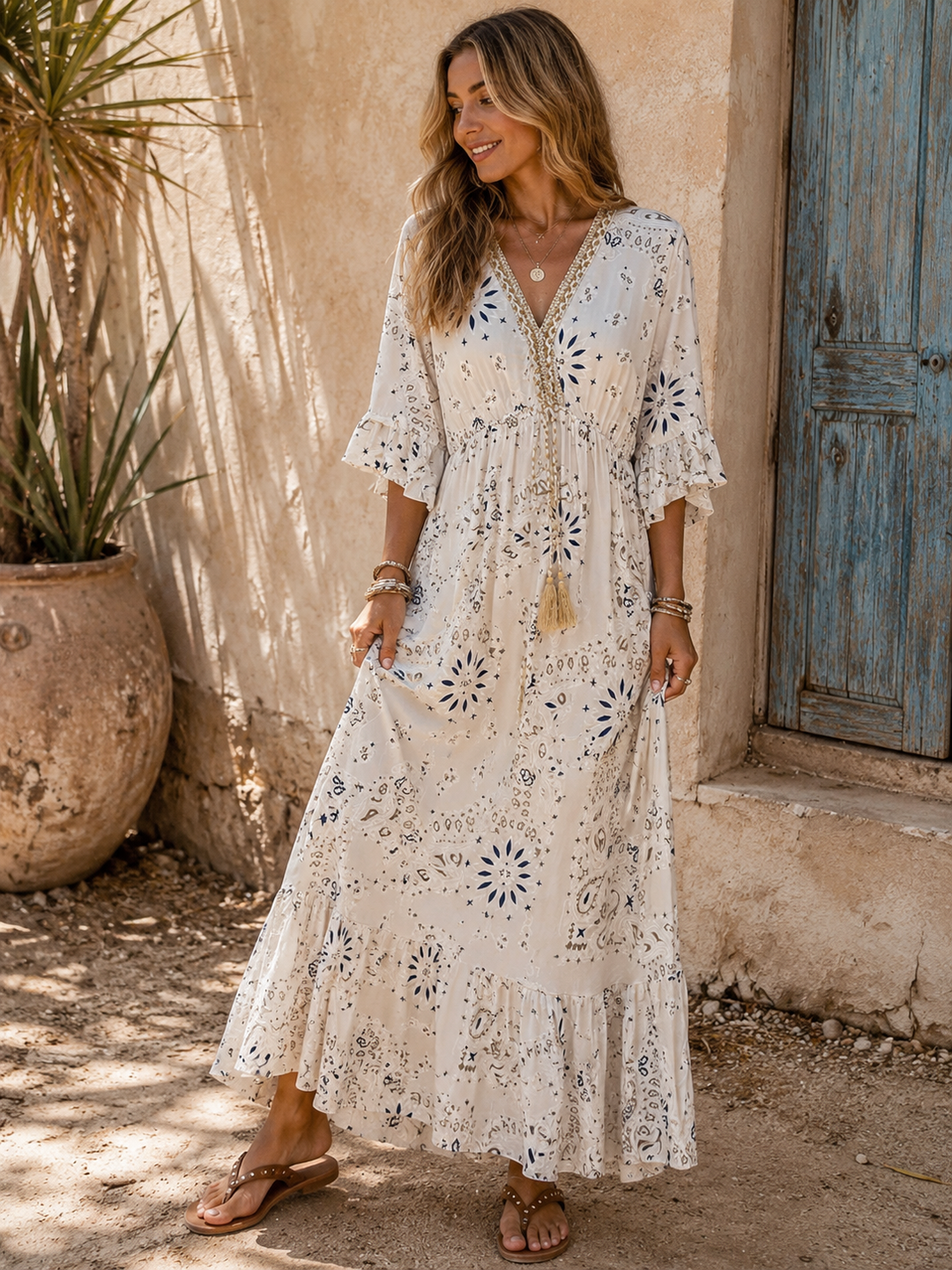 Carmella Bandana Dress Cream – Goose Island