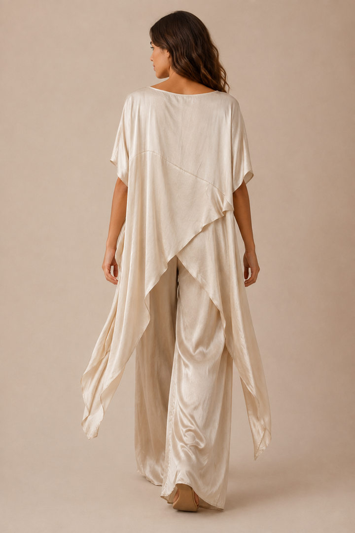 Portofino Satin Layering Top Champagne