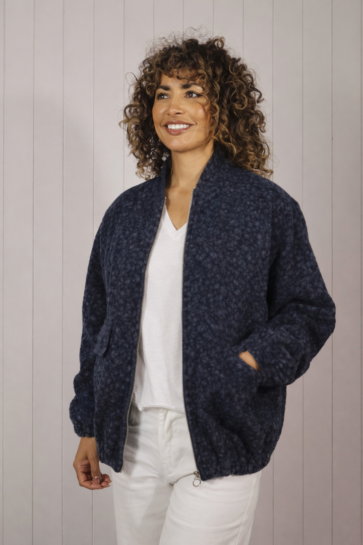 Maiori Marl Zip Jacket Navy