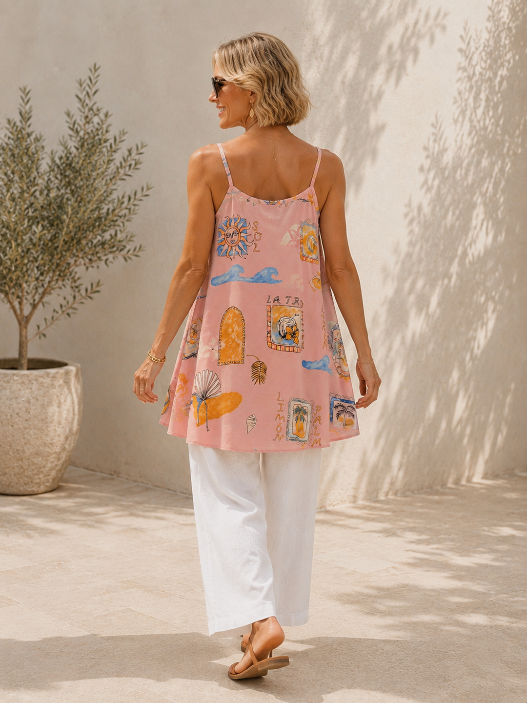 Adelia Postcard Print Top Pink