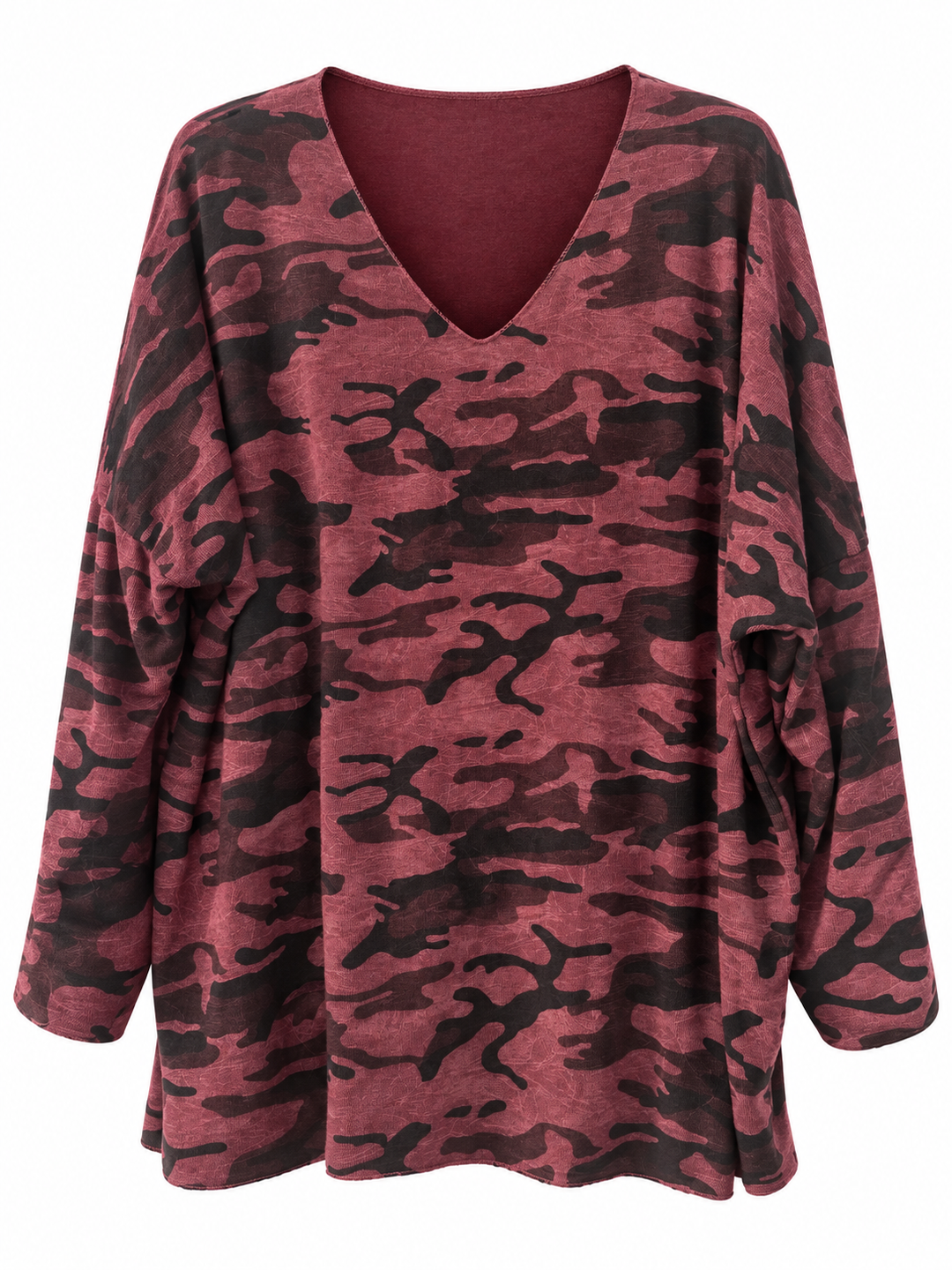 Leona Camo Print Top Wine