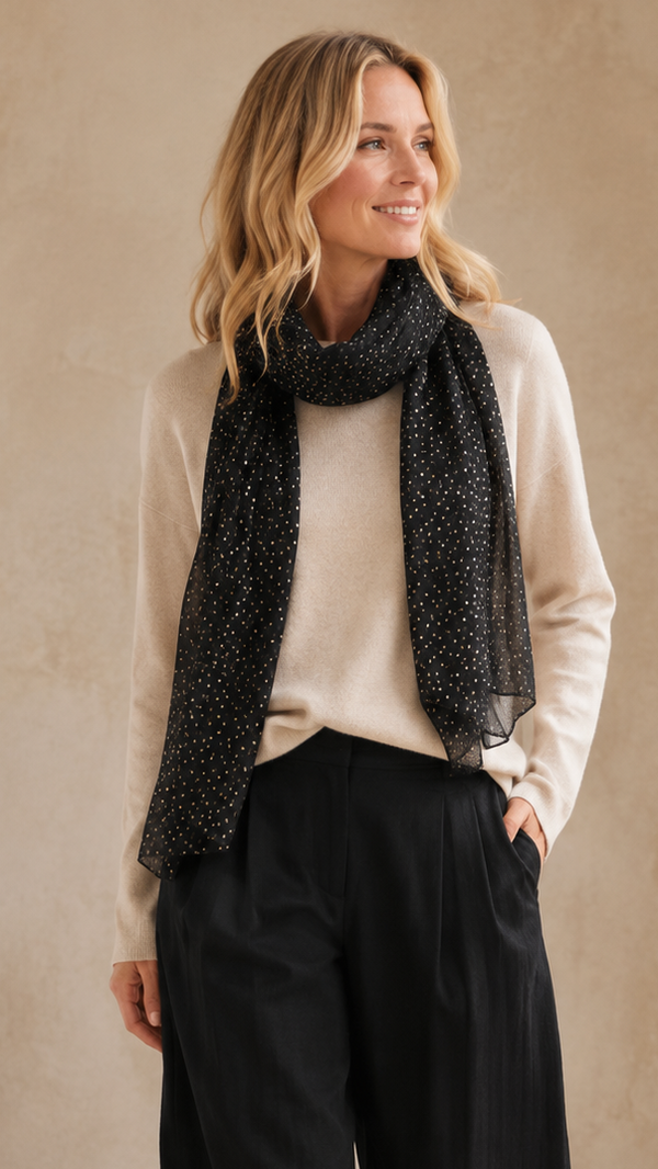 Microdot Scarf Black