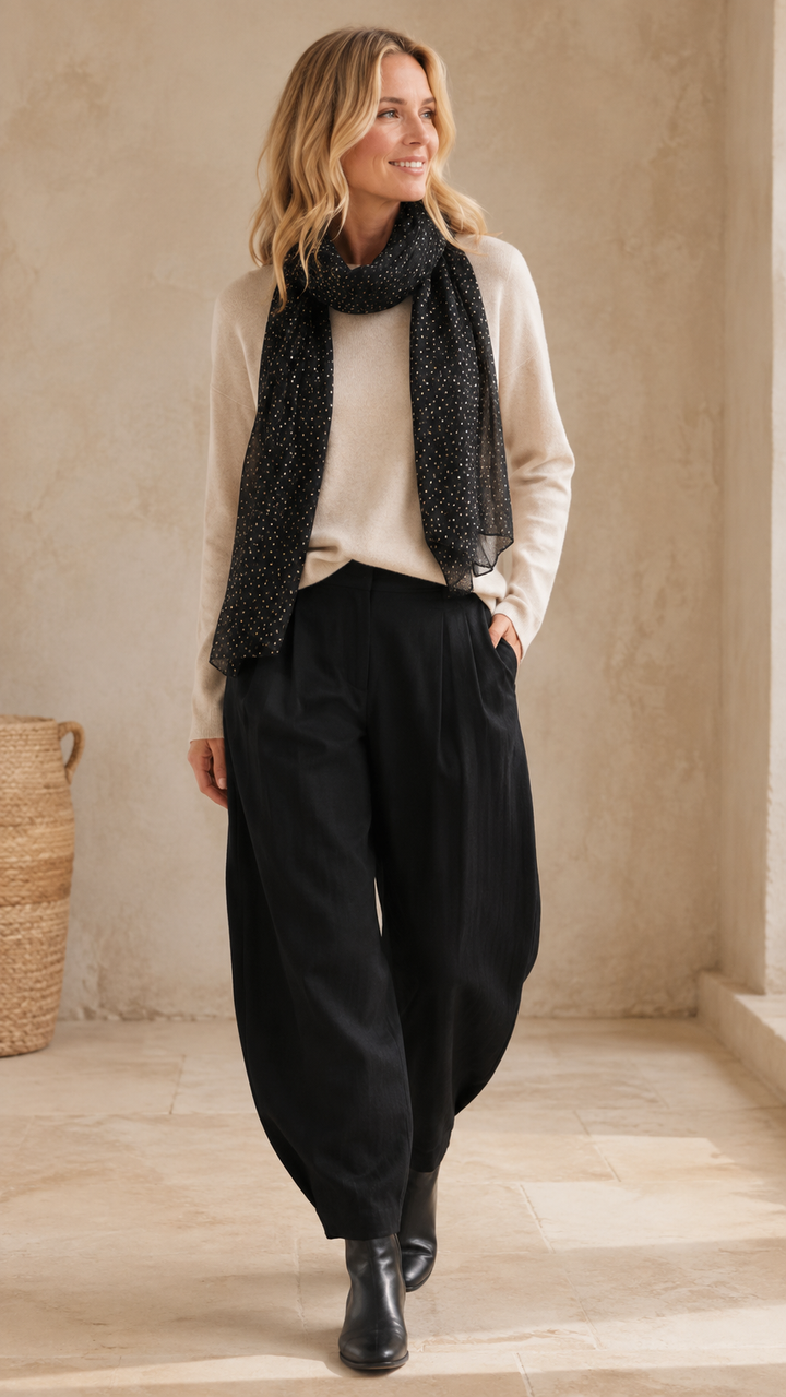 Microdot Scarf Black