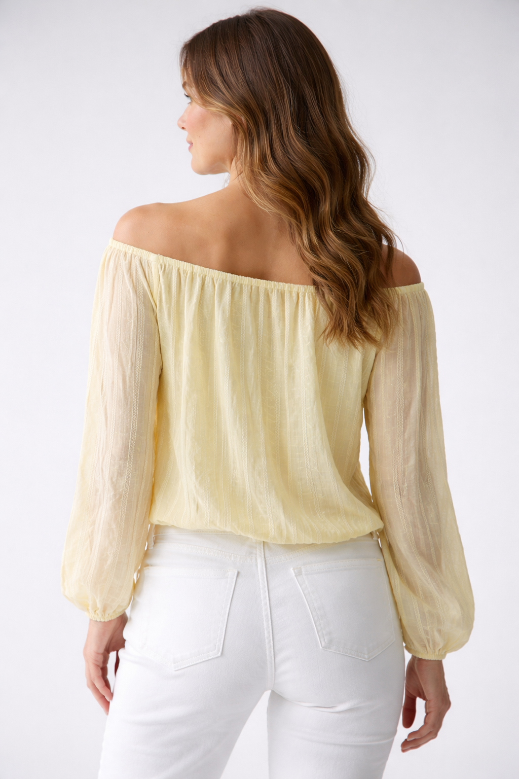 Ivy Shirred Gypsy Top Lemon