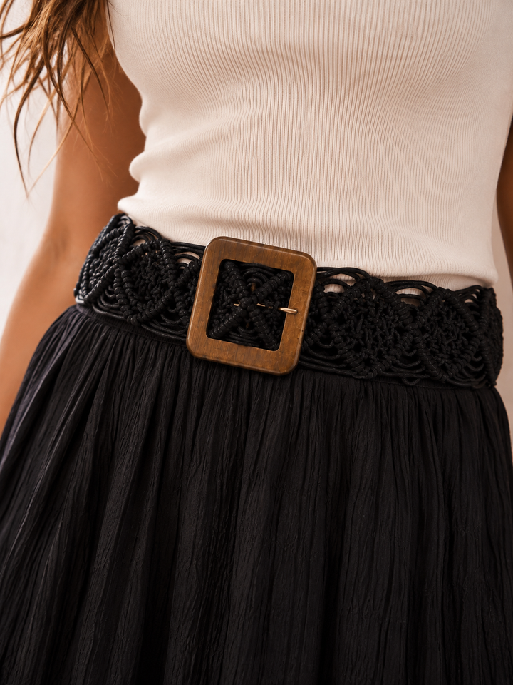 Sienna Macramé Stone Belt Black